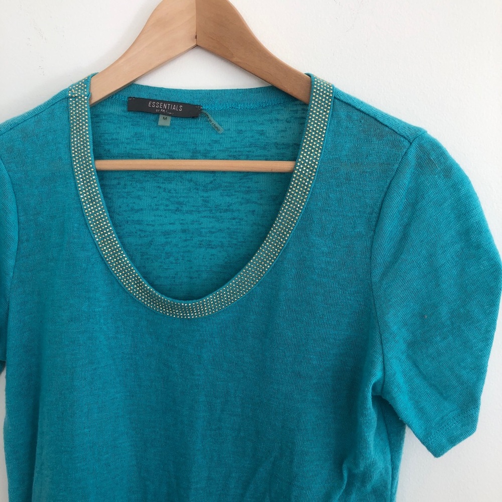 Teal studded collar shirt | Essentials by Milano